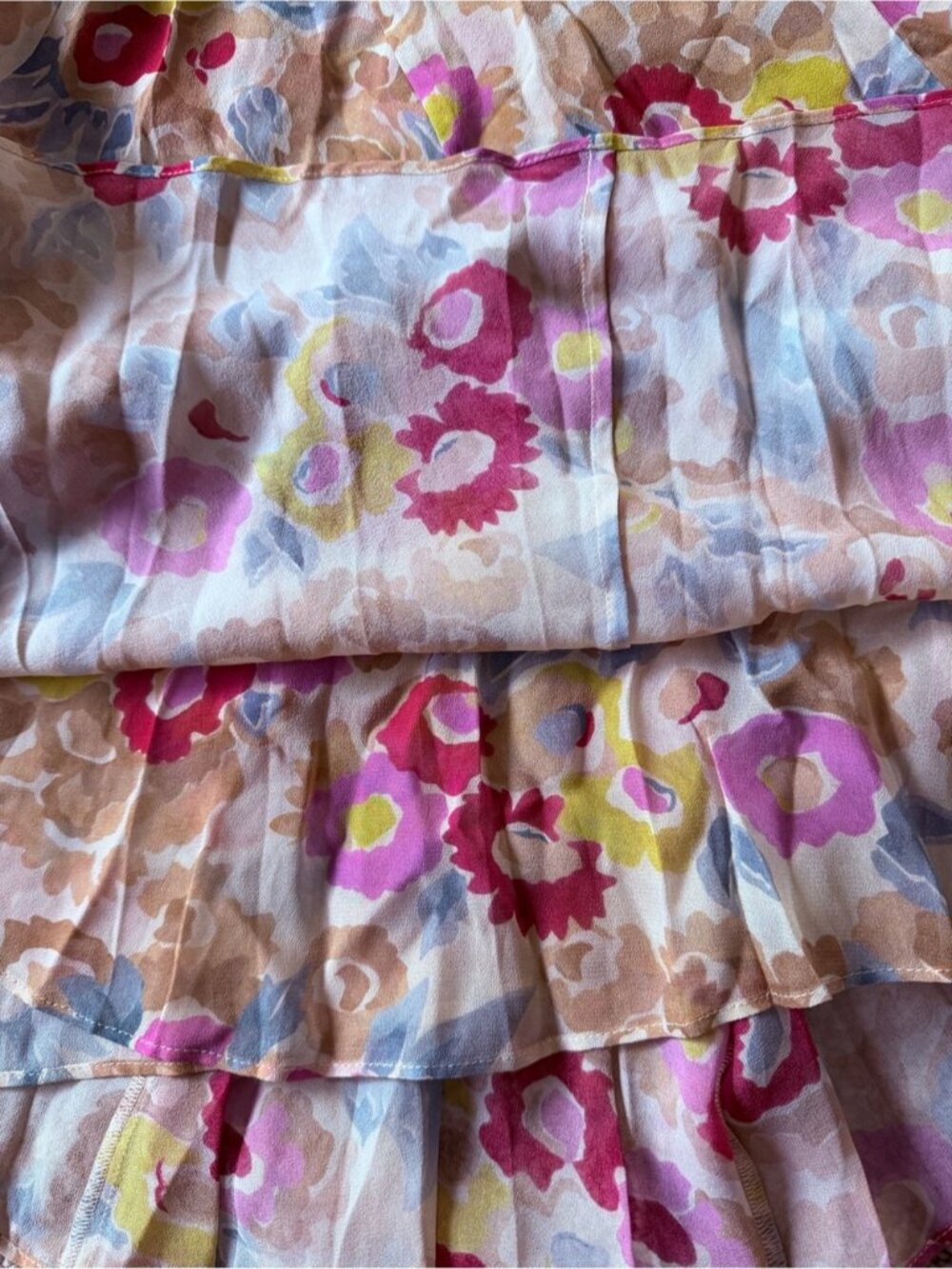 NEW DOEN Amerelle Silk Long Dress Jardin De Camelias Beige Pink Floral US XS - Picture 12 of 16